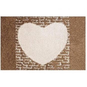 Alfombrilla LifeStyle 100741 Carta de amor, felpudo antideslizante y lavable, ideal para la entrada, el armario o la cocina, 50 x 75 cm, marrón / beis