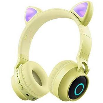 Auriculares Bluetooth para Niños con Micrófono,Funwaretech Auriculares Inalámbricos con Orejas de Gato,Estéreo de Alta Fidelidad para iPhone Android PC de Niña