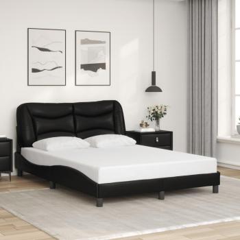 Estructura de cama con cabecero de cuero sintético negro 120x200 cm