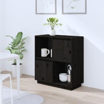 Aparador de madera maciza de pino 74x35x80 cm - Mueble de Almacenaje de Salón, Buffet para salón Moderno, Armario Auxiliar, Armario de Almacenamiento en color negro