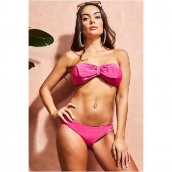 Goddiva Bow Detail Bikini - Cerise