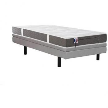 Cama eléctrica de relajación decorativa + colchón 100% látex 3 zonas - 90 x 200 cm - Tela - Gris - Panisola
