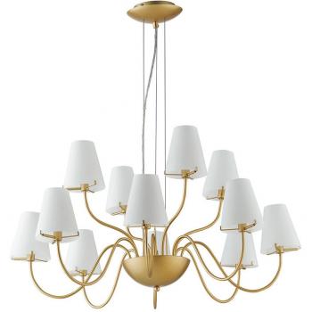 Lámpara de araña Canto 2 bombillas Metal y Cristal Oro 83x40,5cm