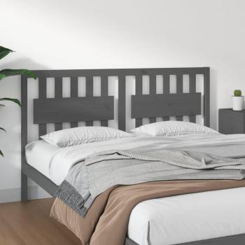 Cabecero para cama de madera maciza de pino gris 155,5x4x100 cm