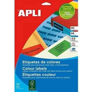 APLI 1597 - Etiquetas rojas permanentes 105,0 x 37,0 mm 20 hojas