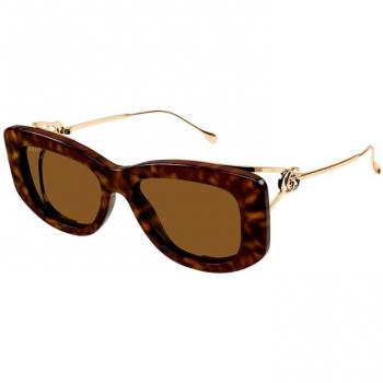 Gucci Brown Havana Sunglasses GG1566S, Female, Size: 55 MM