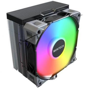 Disipador de CPU Montech NX400 Black ARGB 120mm, Torre Única, 4 Tubos de Calor, Ventilador FDB de 120mm