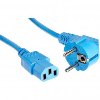 Cable de Alimentación Schuko Macho Angulado a C13 Azul 1,80 m - Tecnología Avanzada, 230V, 50 Hz