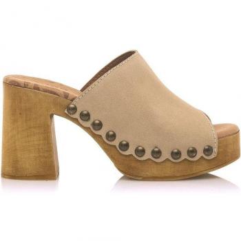 Sandalias de tacón de mujer en piel con pala ancha Mustang