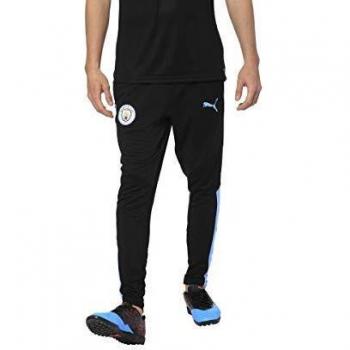 Puma Men's MCFC Training PRO Sweatpants, Black/Team Light Blue, Large