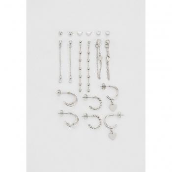 Heart Earring Set of 9 - Grey