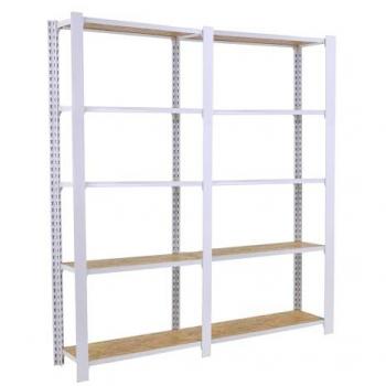 Estantería Oficina Simon Rack OFFICLICK 5/300 Madera OSB, Blanco/OSB, 2100x1600x300 mm, Estilo Industrial, 5 Alturas
