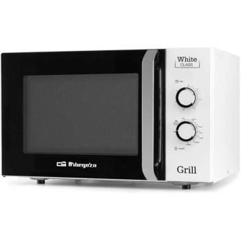 Microondas Orbegozo 30L con Grill 1000W, 5 Niveles de Potencia y Plato Giratorio
