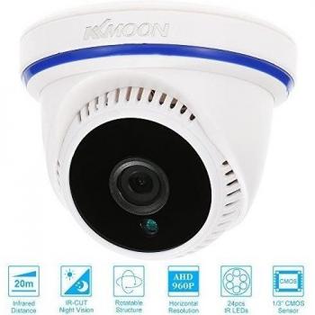 KKmoon AHD 960P / 1600TVL Cámara Domo de Vigilancia 1.3MP CCTV Interior Seguridad 1/3 CMOS IR-CUT 24 LED Visión Nocturna Plug and Play