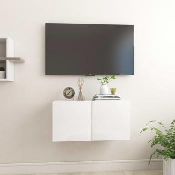 Soporte de TV colgante blanco brillante 60x30x30 cm