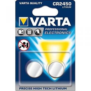 Varta Pila de botón de litio de 3 V Electronics CR2450, pilas de botón en un blíster original de 2 unidades