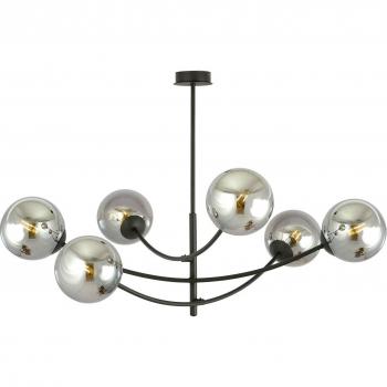 Plafón de techo EMIBIG LIGHTING Hunter, negro/grafito, 6 luces, metal y cristal, dimensiones h: 63 x l: 89 cm