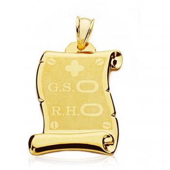 Colgante Oro 9k Pergamino 28mm Grupo Sanguíneo