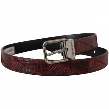Dolce & Gabbana Red Exotic Leather Metal Logo Buckle Belt - 75 cm / 30 Inches