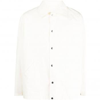 Jil Sander Men's Logo Jacket - Long-sleeved Cotton Jacket in White, Size 48, Style J23BN0003J45071103