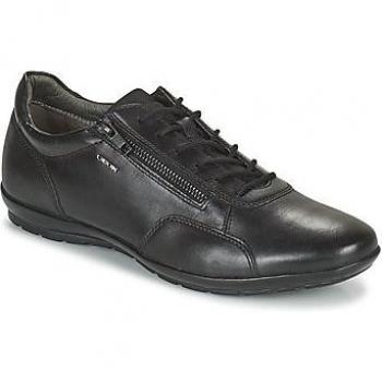 Geox Zapatillas 100054 Symbol para hombre, color negro, material exterior de cuero y textil, suela de goma antideslizante, plantilla acolchada, diseño moderno y cómodo