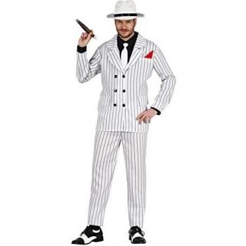 FIESTAS GUIRCA Disfraz de Gángster Mafioso Años 20 - Traje Blanco a Rayas Gatsby Estilo Mafia Boss