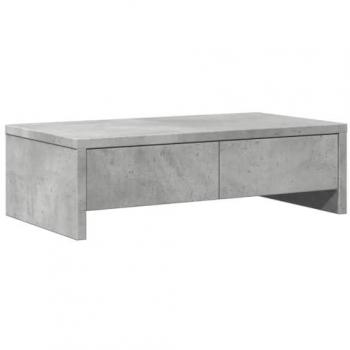 Soporte de monitor con cajones de madera gris y hormigón, dimensiones 50x27x15 cm