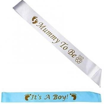 Veewon Fundas para bebés Set Incluyendo mamá a ser Marco y es un niño Sash Baby Shower Party Decoration
