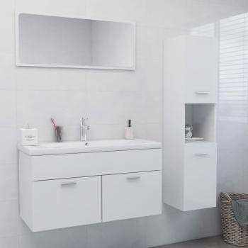 Conjunto de muebles de baño en madera de ingeniería blanca brillante Dia e Noite