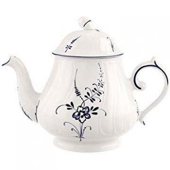 Villeroy & Boch Vieu x Lu x Embourg Teapot Maofof Premium Porcelain with Filigree Relief in Classic Royal Blue, 1.1 litres