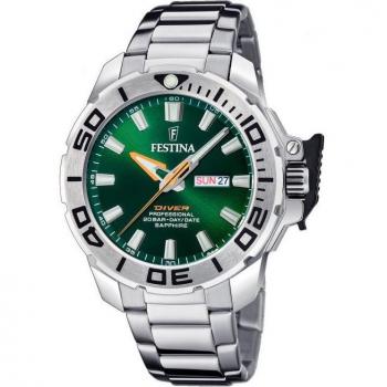 Reloj Festina The Originals F20665/2 para Hombre, Analógico, Correa de Acero Inoxidable 316L, Esfera Verde