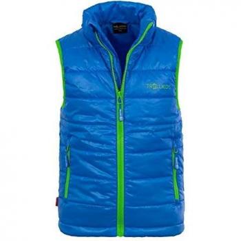Trollkids Chaleco de Polifibra Ultraligero Trondheim para Niños, Color Azul Medio/Viper Green Talla 2 años
