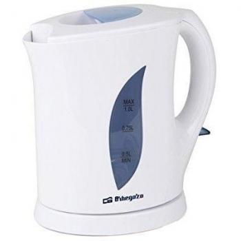 Hervidor de Agua Orbegozo KT5001, Capacidad 1L, Blanco con Filtro de Nilón Desmontable