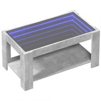 Mesa de centro y LED madera ingeniería gris hormigón 93x53x45cm