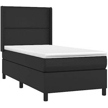 Cama box spring y colchón LED cuero sintético negro 80x200 cm