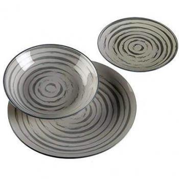 Vajilla Porcelana 18 Piezas Espiral Gris - Diseño Moderno y Elegante