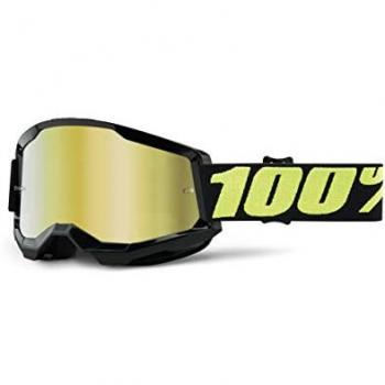 100% Gafas de Sol Strata 2 Negro/Dorado Adulto, Gafas de Cross Strata 2 Dorado, Gafas MX Multicolor Talla Única