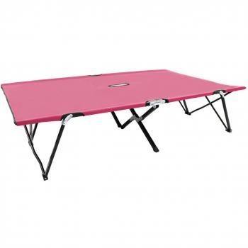 vidaXL Two Person Folding Sun Lounger Pink Steel