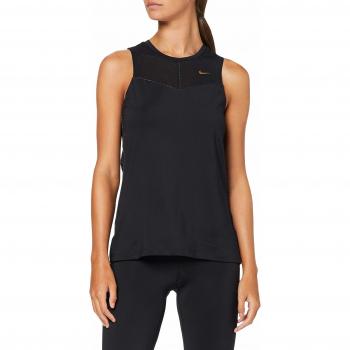 Nike W NP Fierce Tank Top, Mujer, Black/Metallic Gold/Metallic Gold, M