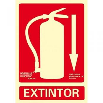 Normaluz RD00101 - Señal Luminiscente Extintor Homologada, 21x 30 cm, Clase B PVC 0.7mm