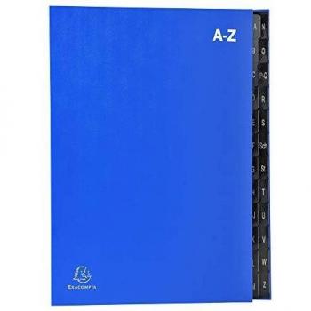 Carpeta de escritorio Exacompta, DIN A4, A-Z, 24 compartimentos, rígida, azul