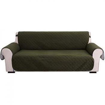Amazon Brand - Umi Fundas para Sofa 3 Piezas Funda Sofa Funda Cubre Protectora contra Manchas Ajustable Suave Moderna Decorativa de Salon Sin Deslizante Verde Oscuro