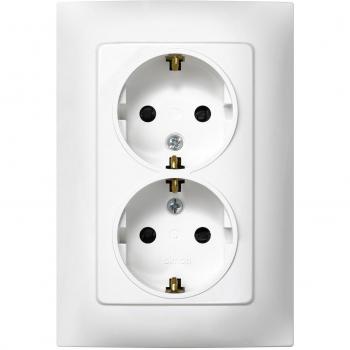 Simon 10031-39 - Base de enchufe doble schuko con toma de tierra serie 10 empotrar color blanco
