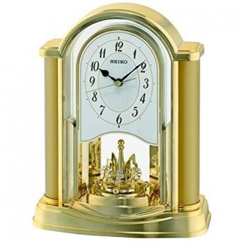 Reloj de mesa Seiko QXN228G dorado con péndulo giratorio de plástico