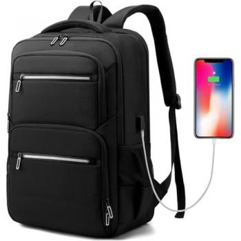 Mochila de Mano COSHANO para Ordenador Portátil Impermeable con Puerto USB y de Auriculares - Negro