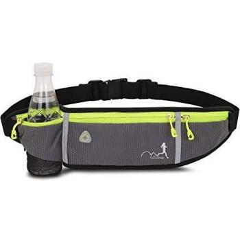 TuTuShop - Riñonera para correr, ligera, ajustable, con correa elástica, soporte para teléfono, riñonera de entrenamiento para hombres, mujeres y niños/as, gris