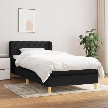 Cama box spring con colchón negro 80x200 cm en tela