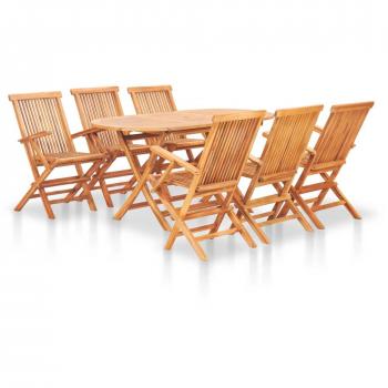 Set comedor de jardín plegable 7 piezas madera maciza de teca marrón vidaXL