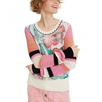 Desigual Suéter floral Burdeos para mujer