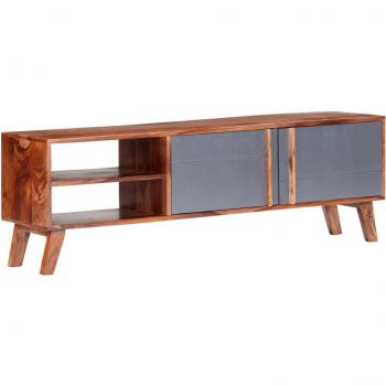 Mueble para TV de madera maciza de Sheesham gris 140x30x45 cm